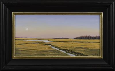 Sergio Roffo Moonrise at Sunset on the Marsh