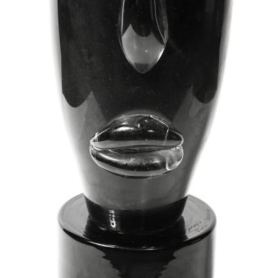 Sergio Rossi Mid Century Hand Blown Murano Black Glass Head Sculpture signed Sergio Rossi