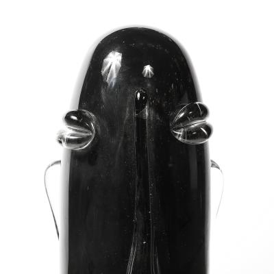 Sergio Rossi Mid Century Hand Blown Murano Black Glass Head Sculpture signed Sergio Rossi