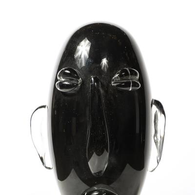 Sergio Rossi Mid Century Hand Blown Murano Black Glass Head Sculpture signed Sergio Rossi