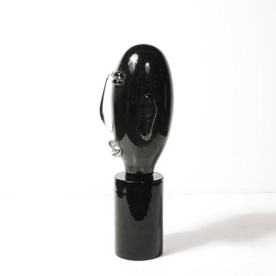 Sergio Rossi Mid Century Hand Blown Murano Black Glass Head Sculpture signed Sergio Rossi