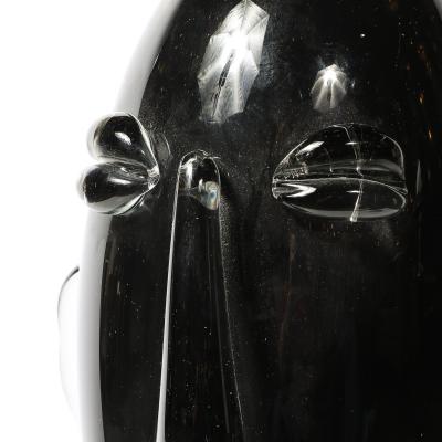 Sergio Rossi Mid Century Hand Blown Murano Black Glass Head Sculpture signed Sergio Rossi