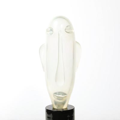 Sergio Rossi Mid Century Hand Blown Murano Opalescent Glass Head Sculpture by Sergio Rossi