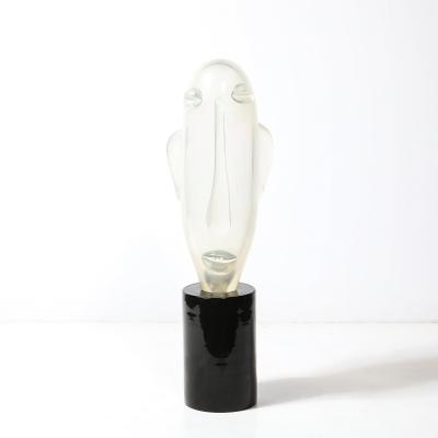Sergio Rossi Mid Century Hand Blown Murano Opalescent Glass Head Sculpture by Sergio Rossi
