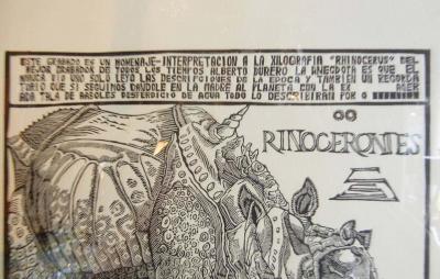 Sergio Sanchez Santamaria Rinocerontes Wood Engraving by Sergio Sanchez Santamaria Homage to Durer