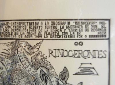 Sergio Sanchez Santamaria Rinocerontes Wood Engraving by Sergio Sanchez Santamaria Homage to Durer
