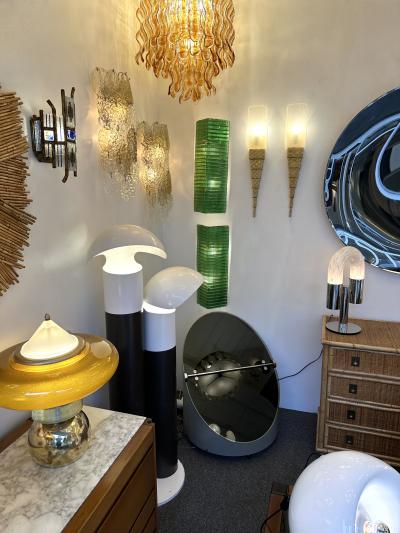 Sergio Terzani Pair of Gold Leaf Murano Glass and Gilt Wood Sconces by Terzani Italy 1990s