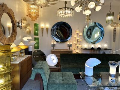 Sergio Terzani Pair of Gold Leaf Murano Glass and Gilt Wood Sconces by Terzani Italy 1990s