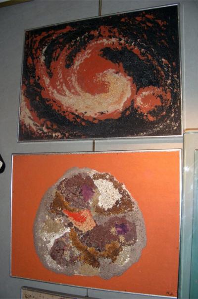 Series of seven 1970s paintings on the cosmos by N L 