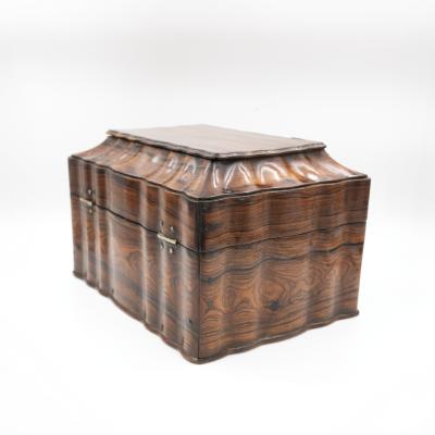Serpentine Colonial Coromandel Box with Tea Canisters Anglo Indian circa 1850