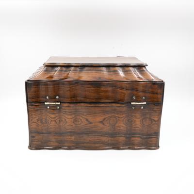Serpentine Colonial Coromandel Box with Tea Canisters Anglo Indian circa 1850