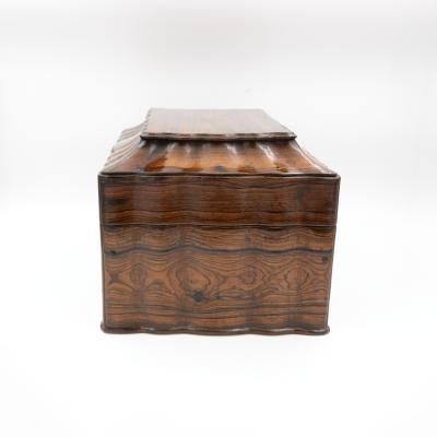 Serpentine Colonial Coromandel Box with Tea Canisters Anglo Indian circa 1850