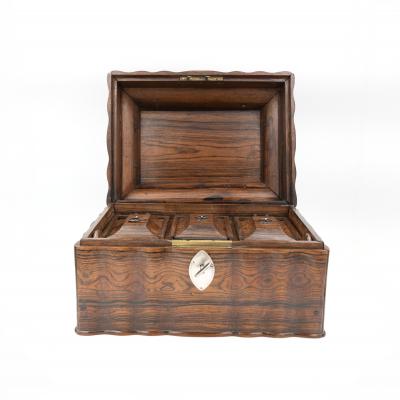 Serpentine Colonial Coromandel Box with Tea Canisters Anglo Indian circa 1850