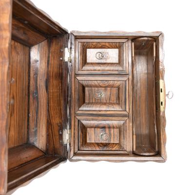 Serpentine Colonial Coromandel Box with Tea Canisters Anglo Indian circa 1850