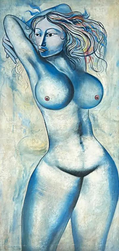 Servando Cabrera Moreno Servando Cabrera Moreno Cuban Painting Untitled Desnudo COA signed dated 1980