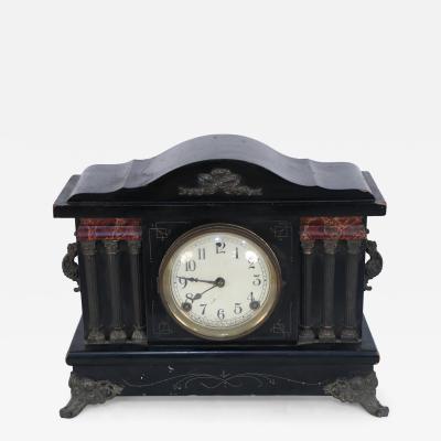 Sessions Clock Co American Victorian Bronze Column Wooden Case Mantel Clock