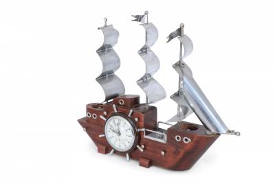 Sessions United Mid Century Clipper Ship Electrified Table Clock
