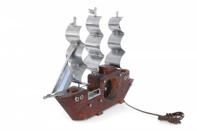 Sessions United Mid Century Clipper Ship Electrified Table Clock