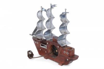 Sessions United Mid Century Clipper Ship Electrified Table Clock