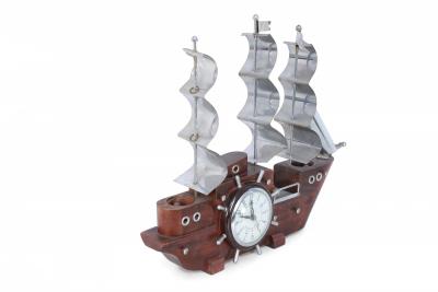 Sessions United Mid Century Clipper Ship Electrified Table Clock