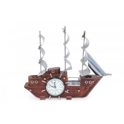 Sessions United Mid Century Clipper Ship Electrified Table Clock