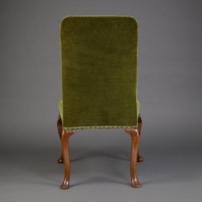 Set 10 Walnut Partially Gilt Dining Chairs on Cabriole Legs in George II taste