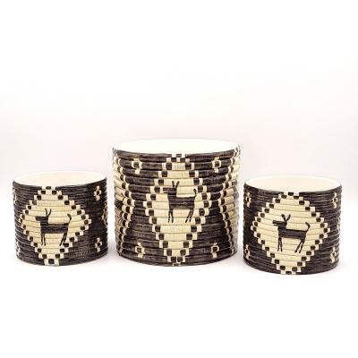 Set 3 Vintage Cache Pots Inspired by Indian Design circa 1970