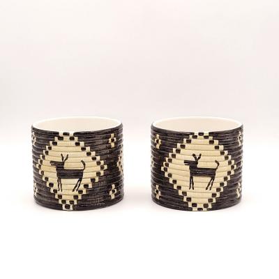 Set 3 Vintage Cache Pots Inspired by Indian Design circa 1970