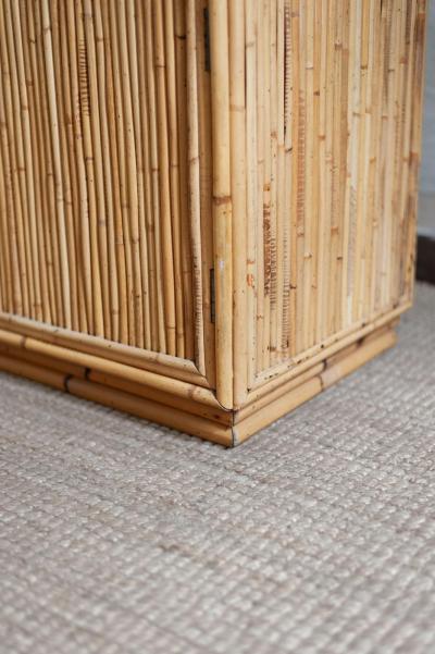 Set Consisting of a Small Fluted Bamboo Sideboard and Mirror 1970s