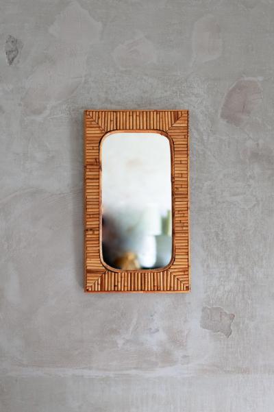 Set Consisting of a Small Fluted Bamboo Sideboard and Mirror 1970s