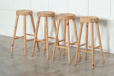 Set Four MidC Charlotte Perriand Style Pine Artists Stools