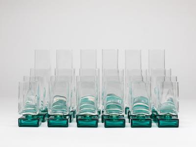 Set Of 24 Luigi Bormioli Postmodern Light Music Monet Glasses Italy 1980s