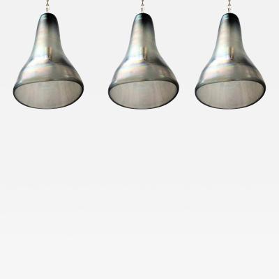 Set Of 3 Large Greige Iridescent Pendants Contemporary UL Certified