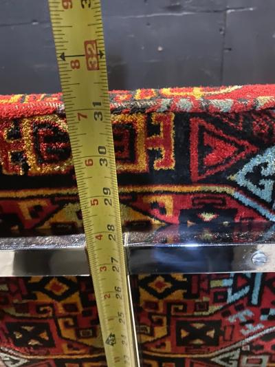 Set Of 4 Architectural Chrome Chairs upholstered in Teimani fabric