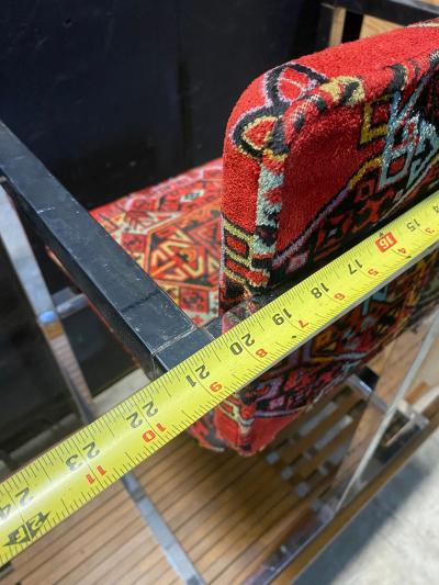 Set Of 4 Architectural Chrome Chairs upholstered in Teimani fabric