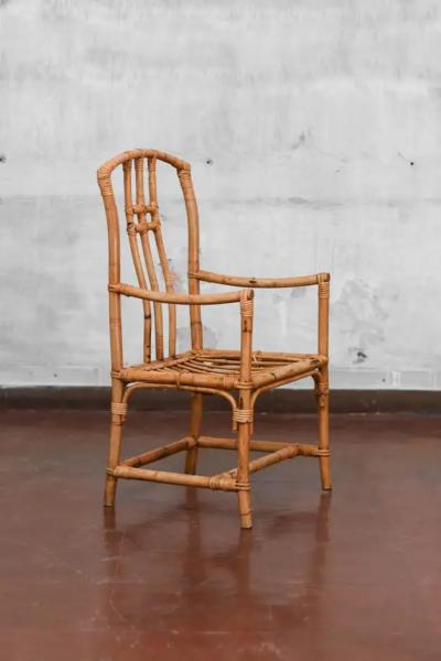 Set Of 4 Mid Century Bamboo Chairs