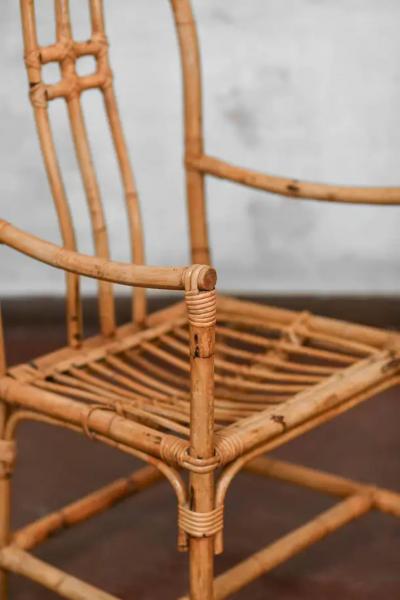 Set Of 4 Mid Century Bamboo Chairs