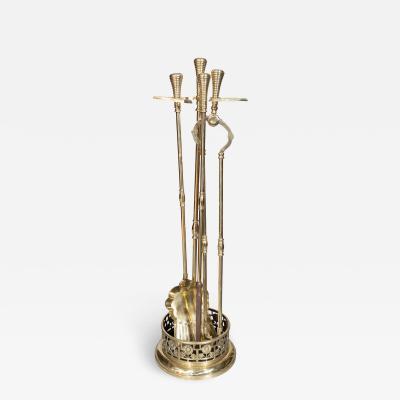 Set Of Aesthetic Movement Brass Fire tools And Stand