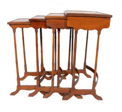 Set Of Edwardian Satinwood And Mahogany Quartetto Tables