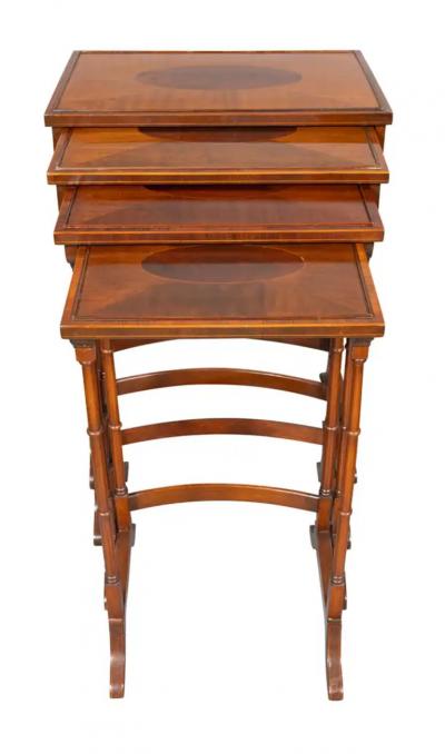 Set Of Edwardian Satinwood And Mahogany Quartetto Tables