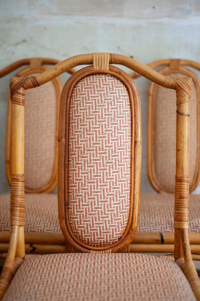 Set Of Eight Bamboo Chairs Italy 1980s
