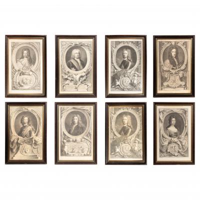 Set Of Eight Portrait Engravings After Kneller