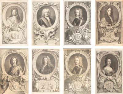Set Of Eight Portrait Engravings After Kneller