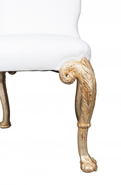 Set Of Eight Vintage George I Style Silver Gilt Dining Chairs