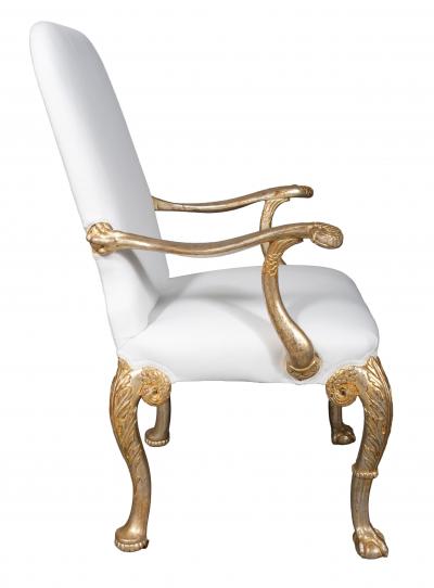 Set Of Eight Vintage George I Style Silver Gilt Dining Chairs