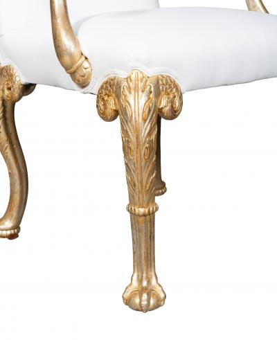 Set Of Eight Vintage George I Style Silver Gilt Dining Chairs