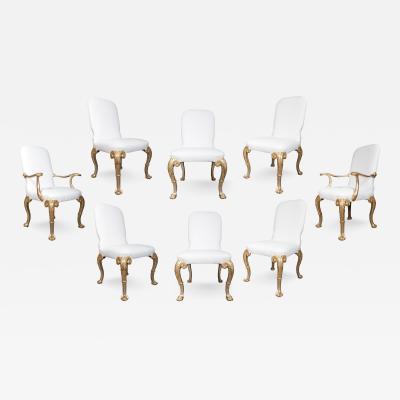 Set Of Eight Vintage George I Style Silver Gilt Dining Chairs