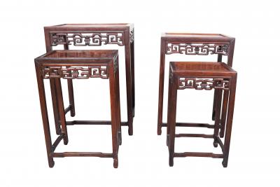 Set Of Four Chinese Hardwood Nesting Tables