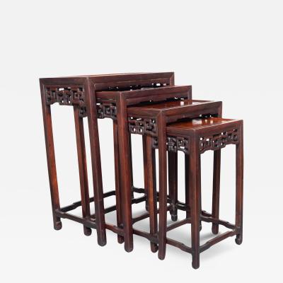 Set Of Four Chinese Hardwood Nesting Tables