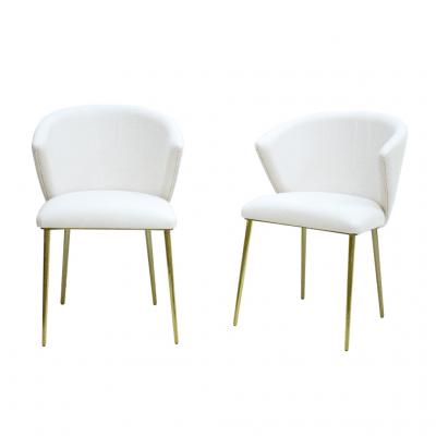 Set Of Four Contemporary Modern White Fabric Chairs